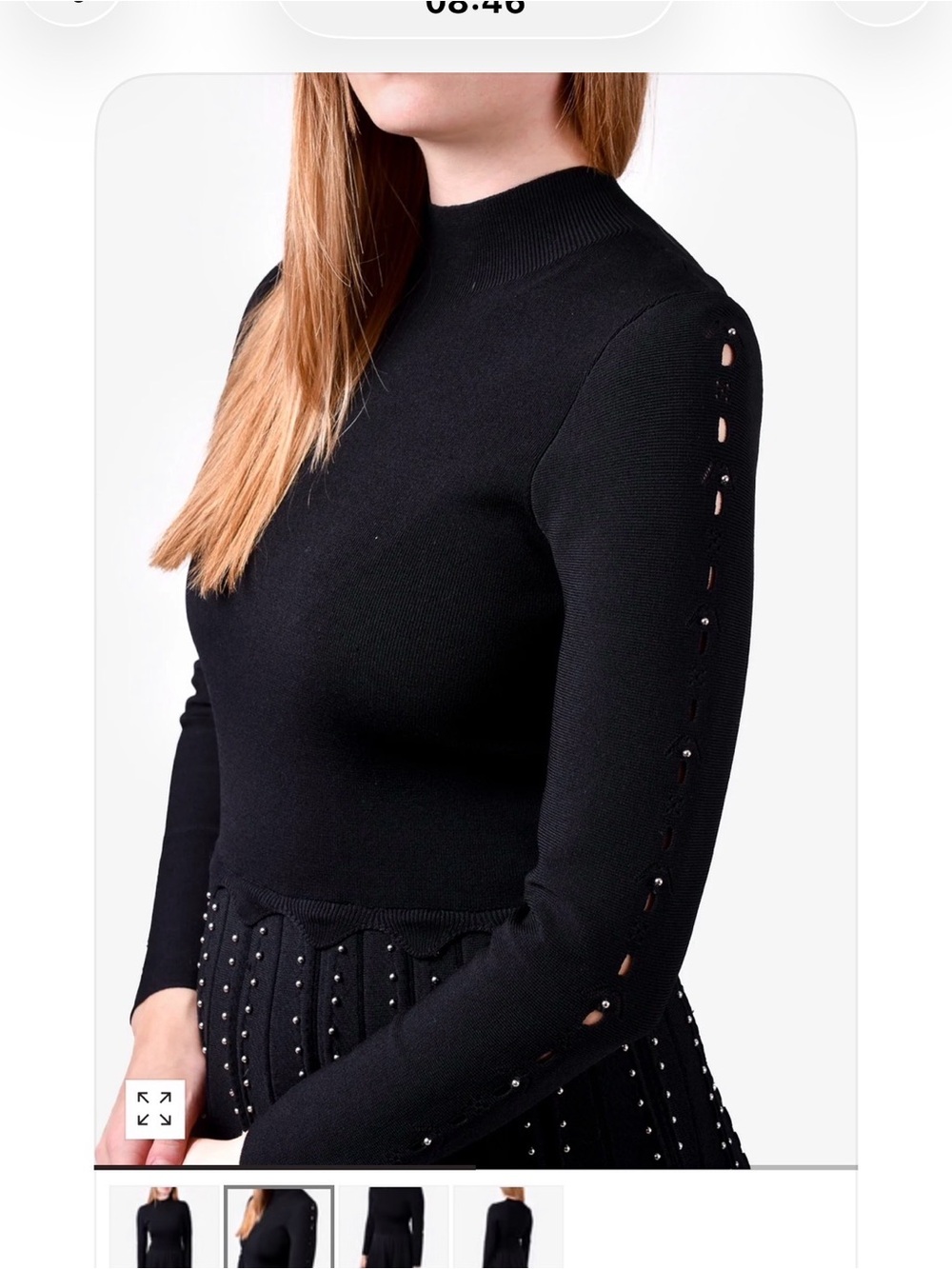 Sandro Studded Black Midi Dress Like New - Picture 4 of 7